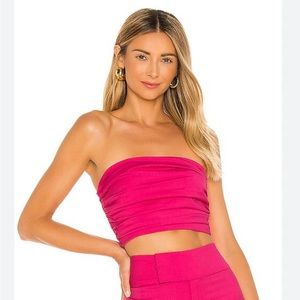 Lovers + Friends Yanne Lipstick Pink Strapless Top by Revolve size XS